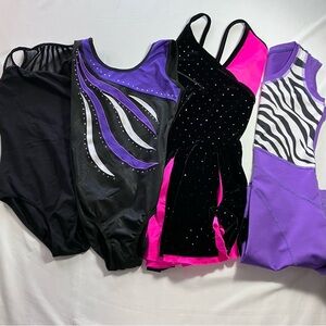 Lot OF 4 Girls Gymnastics 🤸 Leotards Size 8-10